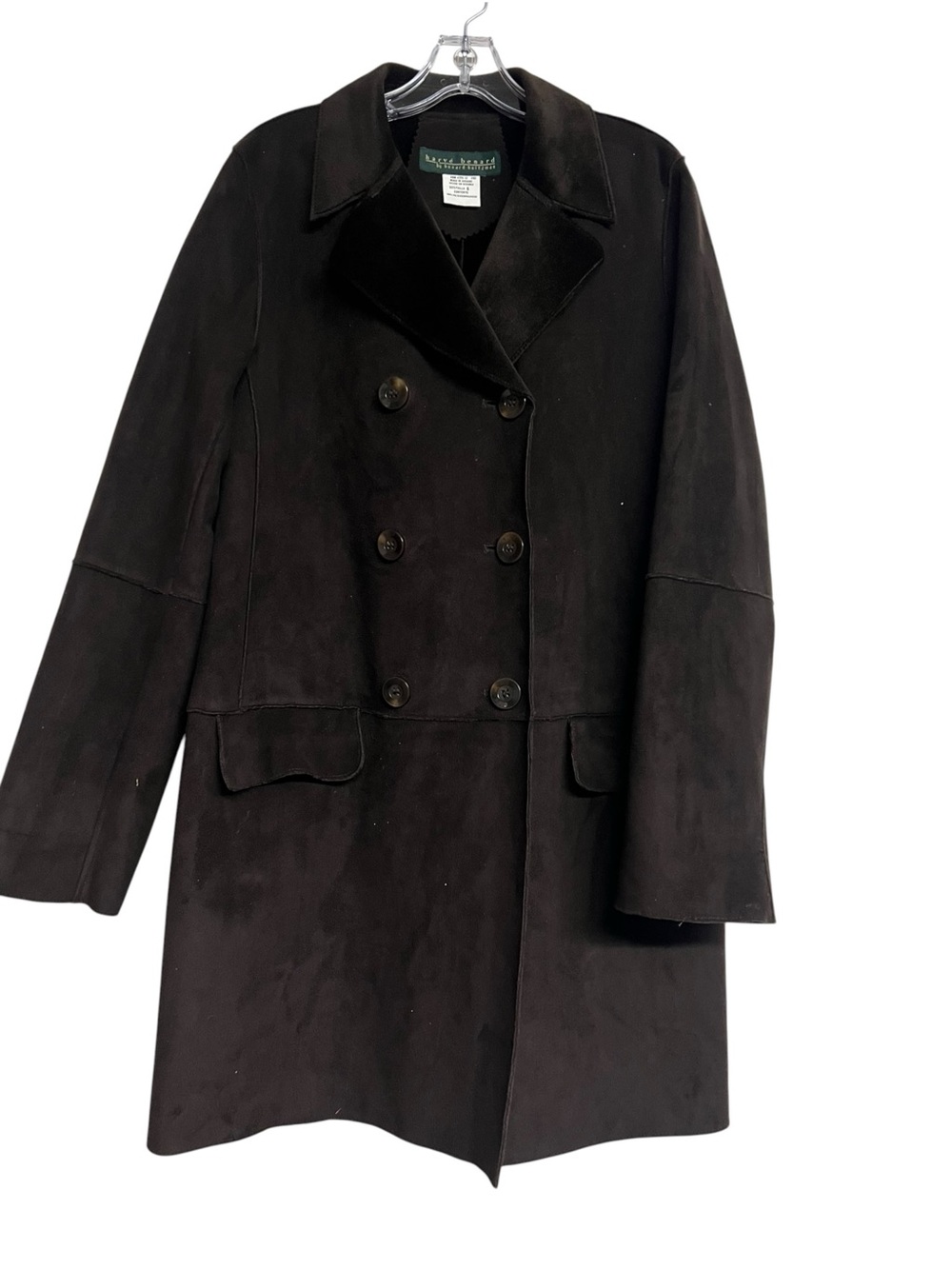 Harve Benard Chocolate Brown Military Double-Breasted Coat Minimalist Y2K
